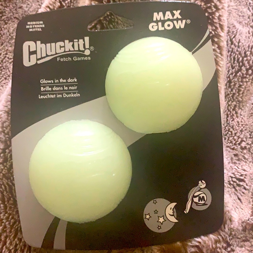Glow in the dark Chuckit 2 balls Med size